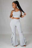 Strap Crop Top and High Waist Bell Pants Two Piece