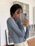 Toloer Sides Wear Bright Line Design Sense Long-Sleeved T-Shirt Bottom Shirt Female Slim And Versatile 2024 Spring New Women's