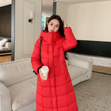 Hthick Long Standing Collar Down Cotton Padded Jacket Female 2024 Autumn Winter New Loose Korean Version Show Thin All-Match Coat-Outfit