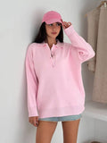 College Polo Collar Solid Color Loose Sweater Soft Tones Softly Wear Knitted Skin Fabric