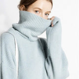 Autumn Winter Women Knited Turtleneck Cashmere Sweater Red Thick Pullover Fashionable Warm Knitwear Long Sleeve Loose