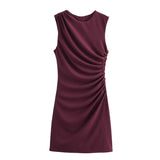 Homemade New Women's Classic Folded Decorative Short Dress