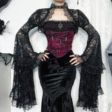 Court Style Vintage Lace Long-Sleeved Blouse Retro Court Style Bra Blouse Girl-Outfit