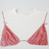 White Pink Bikini Printed T-shirt-Outfit