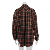 Toloer Women's Wear 2023 Fall New Vintage Plaid Shirt Boyfriend Wind Long Loose Shirt Coat-Outfit