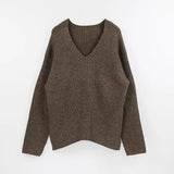 Casual Loose Knit Sweater Women V Neck Stripe Pullover Tops Batwing Long Sleeve Solid Lady Sweaters Jumper Pulls