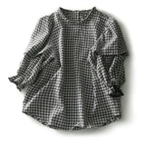 Spring And Summer New Korean Version Of The Fashion Show Thin Black And White Check-Down Bottom Shirt Gas Five-Sleeved Shirt Female