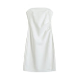 Trend Women's Wear Summer New Solid Color Slimming Short Dress Hot Girl Breast Fold Hip Skirt-Outfit