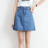 Spring And Summer 2024 Korean Fan Retro High Waist Show Thin Package Hip A-Line Denim Short Skirt Korean College Wind Solid Color Skirt-Outfit
