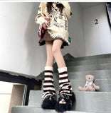 Toloer Pink Stripe Hole Hollow Out Breathable Pile Pile Socks Set Jk Hot Girl Spring And Autumn Winter Wide Leg Knitting In Tube Socks Set-Outfit