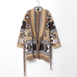 Bohemian Jacquard Tassel Cashmere Sweater Coat Women Wool Fashion 2020 Autumn Winter Sweater Cardigan Jacket