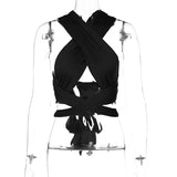 Toloer 2024 New Sexy Cross Hanging Neck Wipe Chest Small Vest Female Tide-Outfit