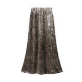 Velvet Dress Women Autumn And Winter New Korean Version Of High-Waist A Skirt In The Long-Term Slim Stumbling Skirt