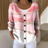 3D Printed Ladies Autumn And Winter Fashion Casual Sweater V Collar Long-Sleeved
