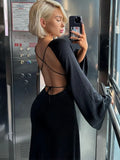 Sexy Bareback Dress Knitted Thin Autumn And Winter 2025 Holiday