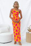 Toloer Summer New Fashion Elegant Inclined Shoulder Tight Side Slit Back Dress
