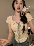 Toloer Desire Wind Hot Girl Short Sleeved T Shirt Female Minority Short Design Feeling Tight Show Thin Coat