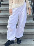 Relaxed Drawstring Low Waist Cargo Pants-Outfit
