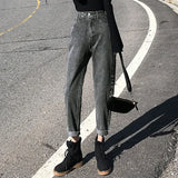 Toloer Jeans, Tall Waist, Loose, Straight Tube Fall 2024 New Dad Radish Pants-Outfit