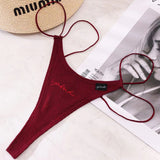 Cotton Strip Single With Sexy Thong Lady English Letter Logo Thong Trousers Women's