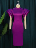 Personality Fashion Horn Sleeves Dress Party Banquet Evening Dress