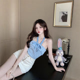 Girls Wearing Bows Hanging Neck Vest Women Summer New Wear Sexy Pure Lust Wind Sleeveless Top