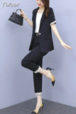 Women Single Botton Work Blazer Suits Slim Loose Casual Pants Blazers Jackets With Trouser Two Pieces