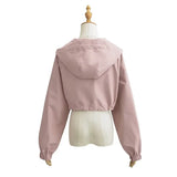 Trendy Women's Wear Hooded Jacket Charge Suit Sweet And Spicy Loose Solid Color Short Style Pull Rope Design Sense Sports Jacket-Outfit