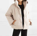 Women PU Leather Parkas Fashion High Street Solid Faxu Leather Coats Elegant Winter Thick Cotton Jackets Loose