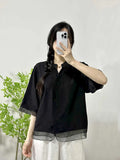 Printed Trimmed Short-Sleeved Shirt-Outfit