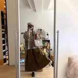 Jacquard Flower Round Neck Spring Sweater Cardigan Jacket 2024 New Autumn And Winter Vintage Loose Sweater-Outfit