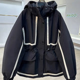 European Goods High-End Ribbon Splicing Color Storm Coat Female 2024 New Casual Loose Show Thin Short Windbreaker-Outfit
