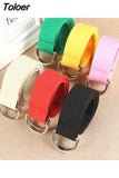 Solid Cotton Canvas All-match Waist Straps Women Canvas Belt D Shaped Double Ring Buckle Waistband