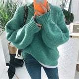 Sweater Women 2021 Autumn Winter Solid O Neck Pullover Sweaters Korean Style Knitted Long Sleeve Jumpers Casual