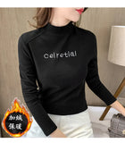 Toloer Velvet Warm Half High Collar Bottom Shirt Female Autumn And Winter Inside The Versatile 2023 New Long-Sleeved T-Shirt Female Jacket Foreign