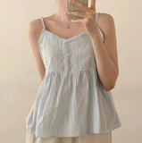 Aesthetic Solid Color Lace Trim Cami Top-Outfit