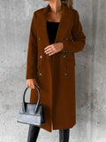 Women's Spring 2025 New Coat With Hair, Coat Solid Long-Sleeved Double-Buttoned
