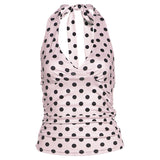 Summer Women's New Hottie Sexy Black Wave Dot Print Spread Out Back V Collar Hanging Neck Tight