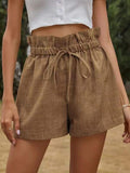 Casual Comfortable Shorts Women 2025 Summer New European Version Of High-Rise Belt Loose Broad Leg Pants