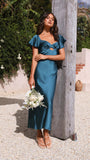 New Women's Temperament Solid Pink Heart Collar Short Sleeves Long Dress Dress