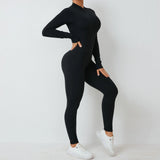 Toloer Zipper Detachable Chest Pad Long Sleeve Yoga Conjoined Suit High Intensity Fitness Exercise Conjoined Tights-Outfit