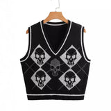 Toloer Sweater Vest Vest Coat Autumn And Winter Women's Wear With Knitted Halloween V-Neck-Outfit