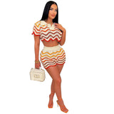Toloer New Women's Handmade Knitted Casual Shorts Suit-Outfit