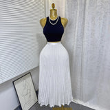 Fashion Folding Wave Half-Dress French Sweet High-Waisted A-Shaped Skirt Mid-Long Folds