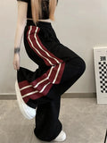 Contrast Side Stripe Baggy Sweatpants-Outfit