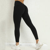 Toloer Embarrassment Line Peach Hip Fitness Yoga Pants V Waist Hip Tight Sports Pants-Outfit