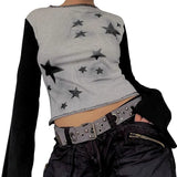 Women Gothic T-shirts Crop Tops Fall Winter y2k Clothes 2024 Fashion Classic Slim Long Sleeve Print Streetwear Tops-Outfit