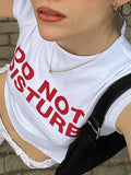 Slogan Print White Crop Top-Outfit