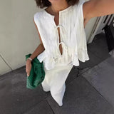 New Women's Fashion Set With Sleeveless Vest Top High Waist Half-Body Skirt