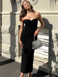 Knit Twisted Tube Midi Dress-Outfit